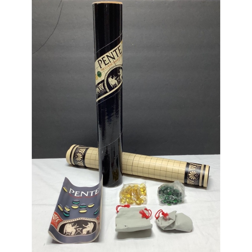 Vintage 1984 PENTE Classic Game of Skill in Black Tube Sealed Stones Complete